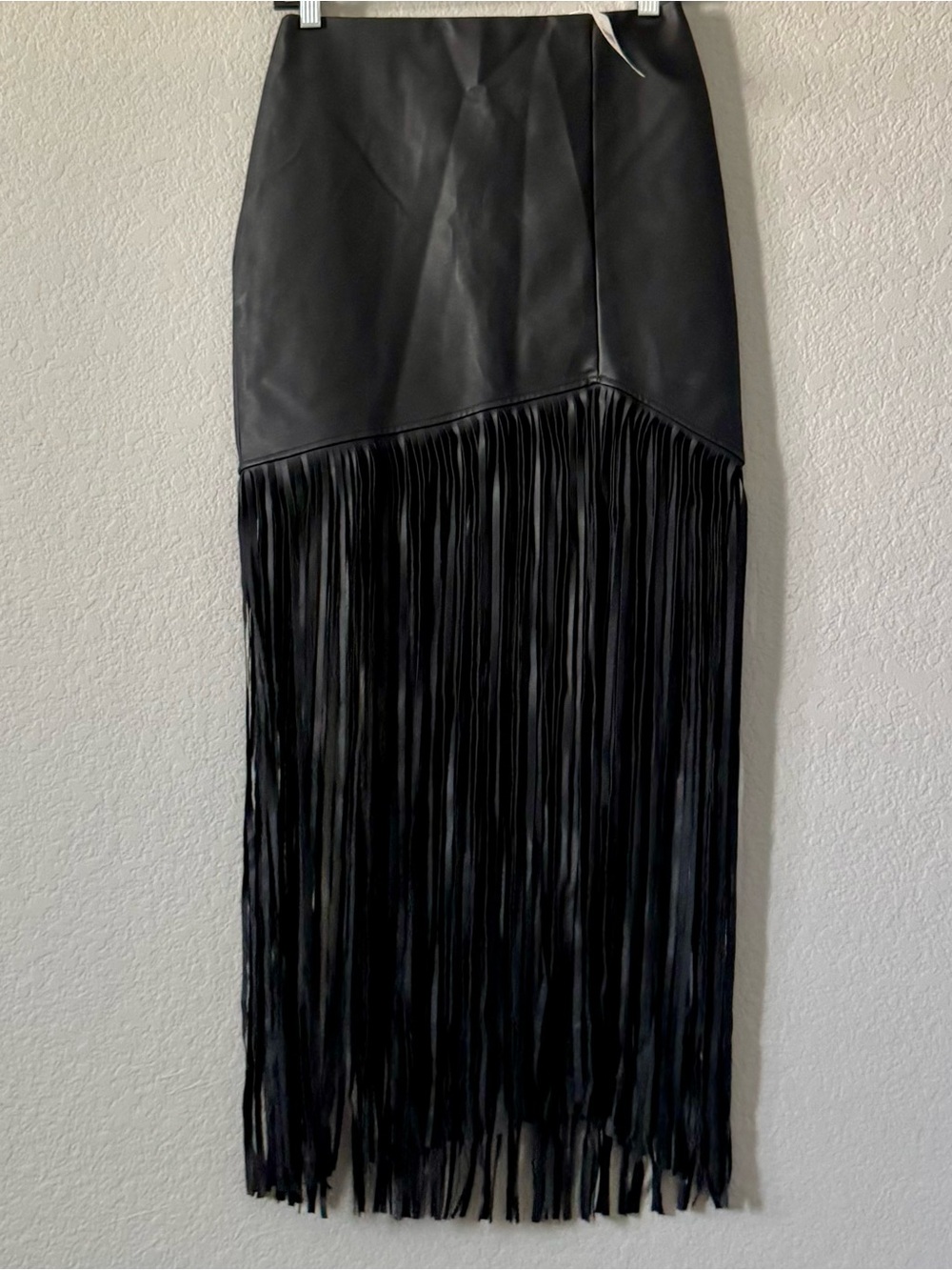 Windsor Faux Leather Fringe Maxi Skirt - Picture 5 of 11